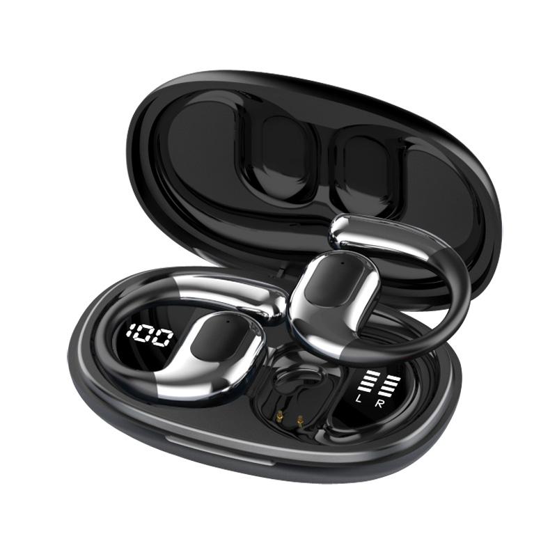 Open Ear Wireless Headphones Bluetooth 5.4, Comfortable Lightweight Earphones with LED Display, Touch Control & Type-C Charging