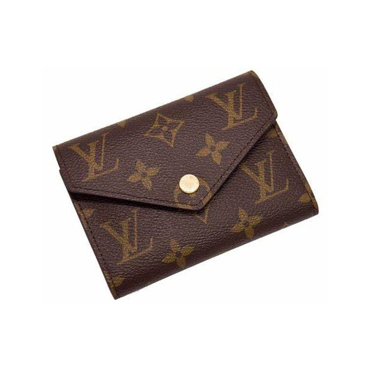 Louis Vuitton Victorine Logo Print Zapínanie na patent Victoria Potiahnuté plátno a kožená peňaženka Dámska peňaženka Fuchsiová M41938