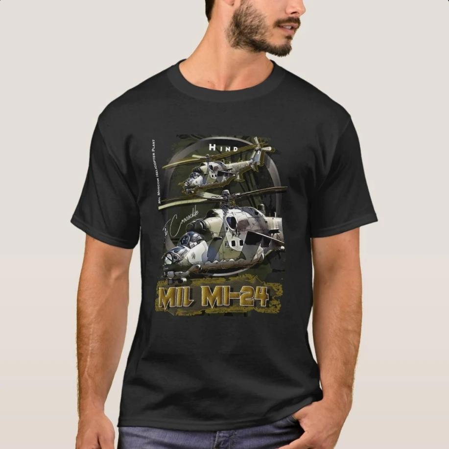 Soviet Russia Mil Mi-24 Gunship and Attack Helicopter T-Shirt 100% Cotton O-Neck Summer Short Sleeve Casual Mens T-shirt S