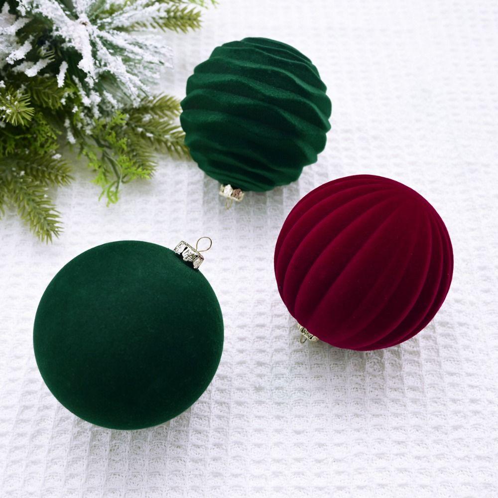 12pcs Plush Christmas Velvet Ball Ornaments Shatterproof Xmas Tree Hanging Ornaments Party Favors