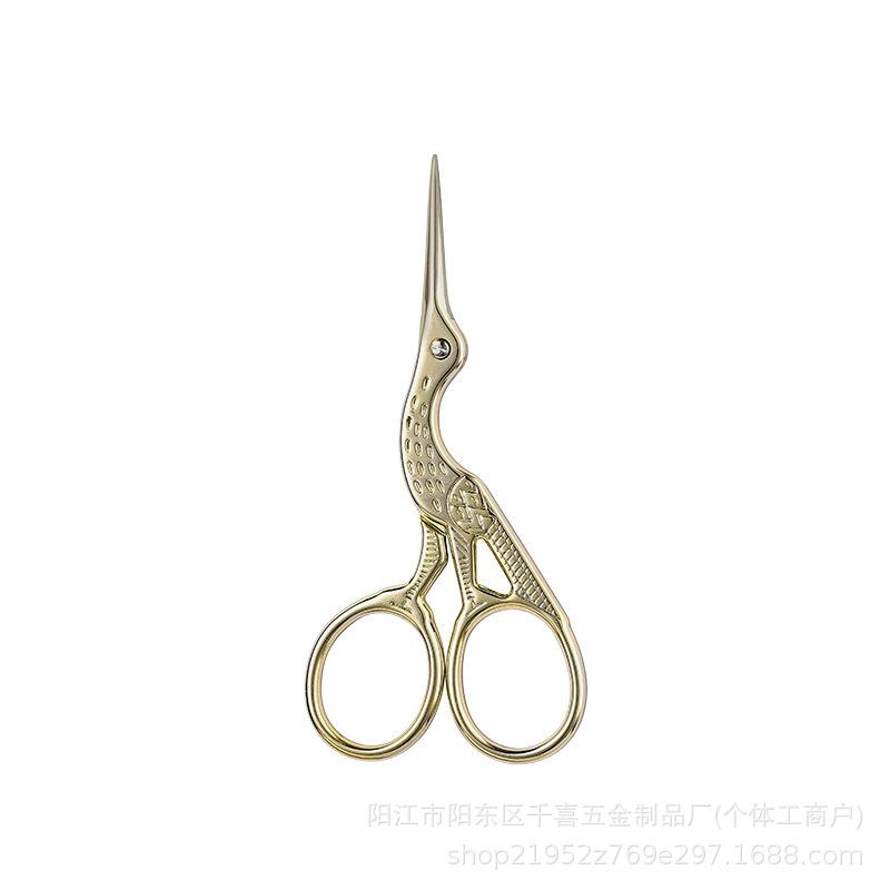 Stainless Steel Copper Crane Scissors Handmade Guochao Floral Scissors Retro Thread Embroidery Scissors Tea Scissors