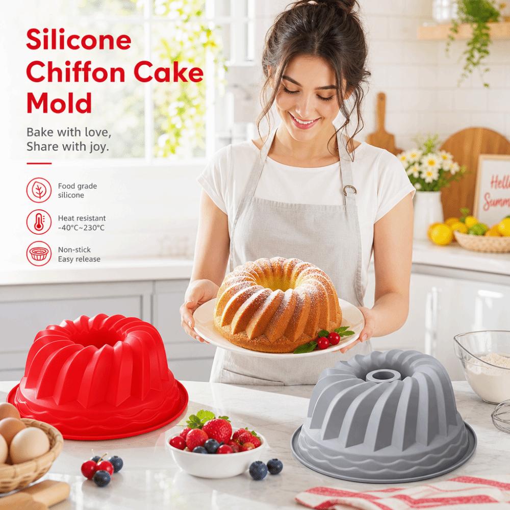 Non Stick Fluted Tube Pans 3D Bread Baking Pans Round Chiffon Cake Mold  for Jelly
