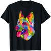 Buntes Pop-Art Deutscher Schäferhund Porträt GSD Besitzer T-Shirt(1)