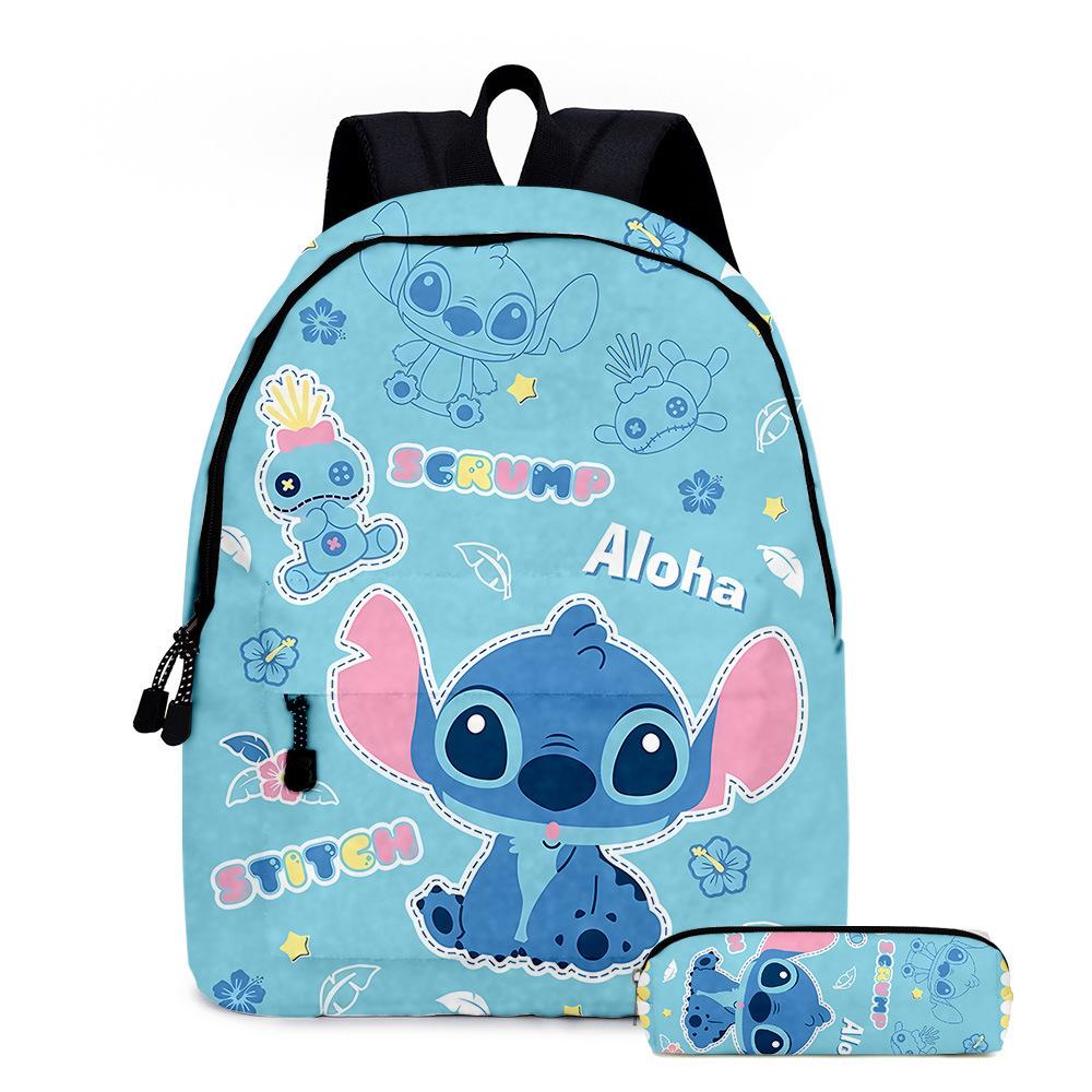 Stitc Cartoon Full Print Backpack Student Bag Pencil Case Two-Piece Set Children'S Backpack
