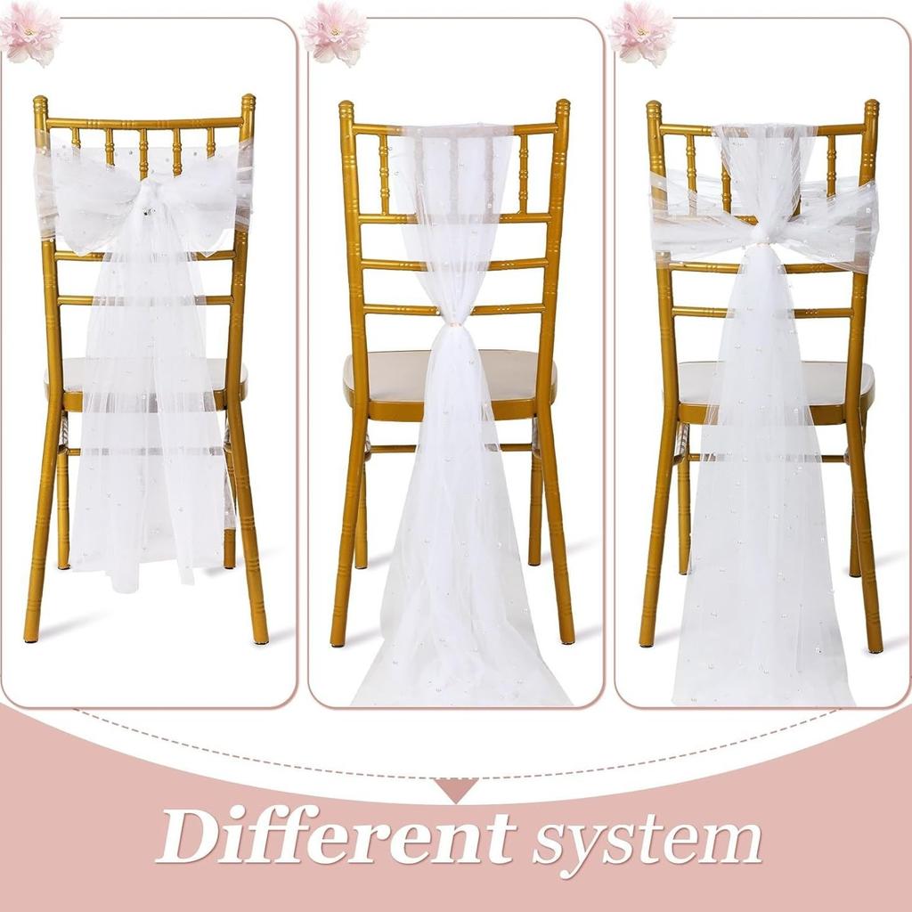 10Pcs 18x275cm White Lace Chair Sashes Boho Bows Rustic Chair Ties Slipcovers for Wedding Baby Shower Birthday Party Table Decor