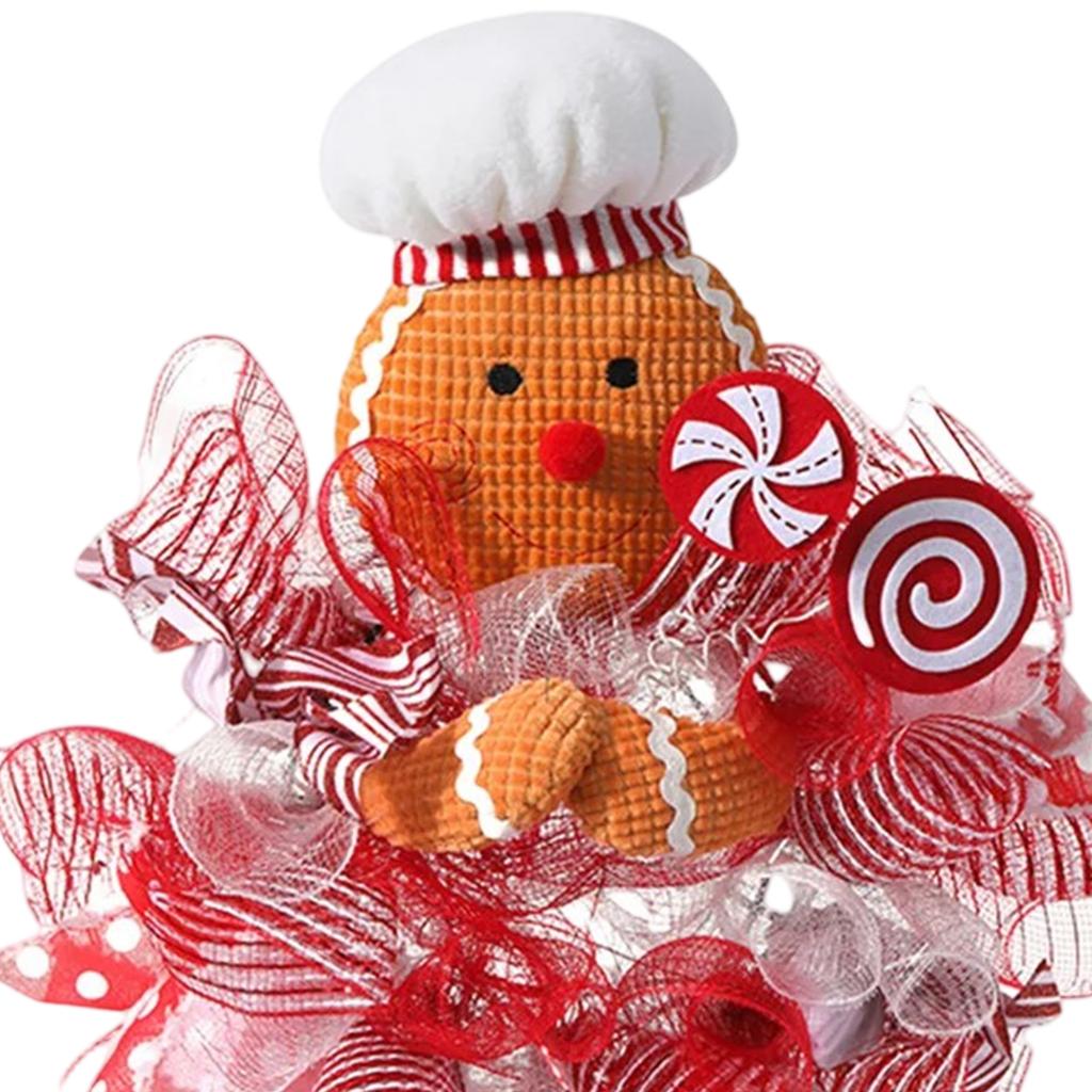Christmas Front Door Wreath Christmas Gingerbread Man Doll Wreath Gingerbread Hanging Decorations for Front Door Wall Fireplace