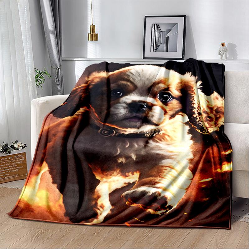 Ковдра з мультяшним хаскі, самоє, чихуахуа, померанський шпіц Кокі, м'яка ковдра для дому, спальні, дитяча ковдра для дивана