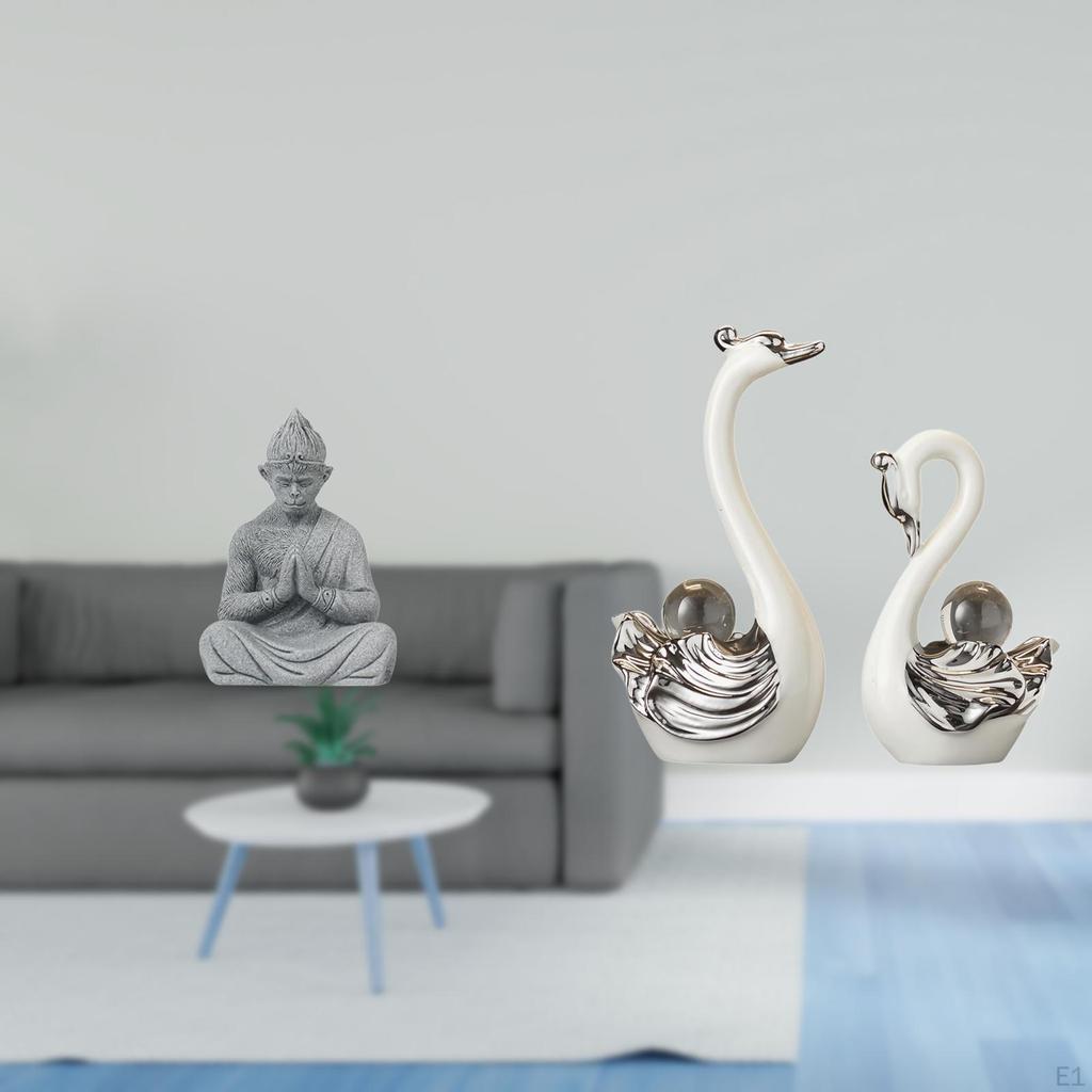 And Swan Sculpture Collection Elegant Buddha Monkey Porcelain Bird Figurine Art for Home Decor