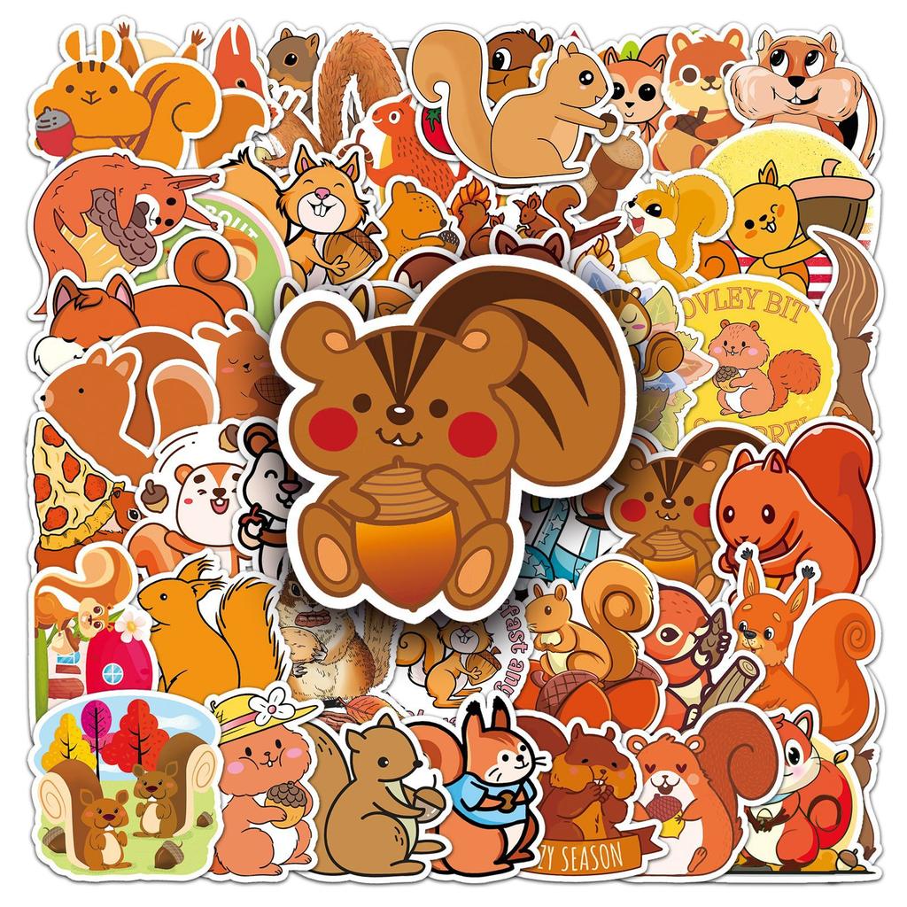 50 Squirrel Doodle Personality Cartoon Animal Children's Goo Card DIY Skateboard Suitcase Stickers Waterproof