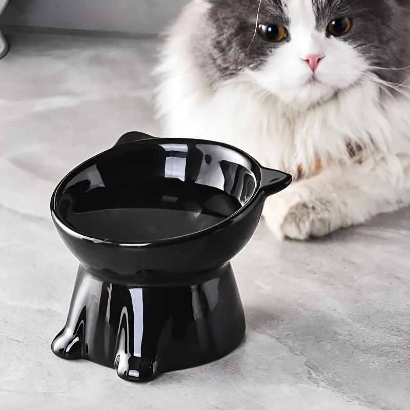2 Pcs Elevated Cat Bowl Anti-Tip Plastic Raised Pet Feeding Dish with Tilted Edge Neck Protection Kitty Food Bowl Pet Supplies