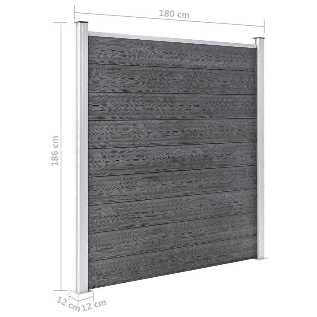 WPC Fence Set: 1 Square Panel + 1 Diagonal Panel 273 X 186 Cm Grey