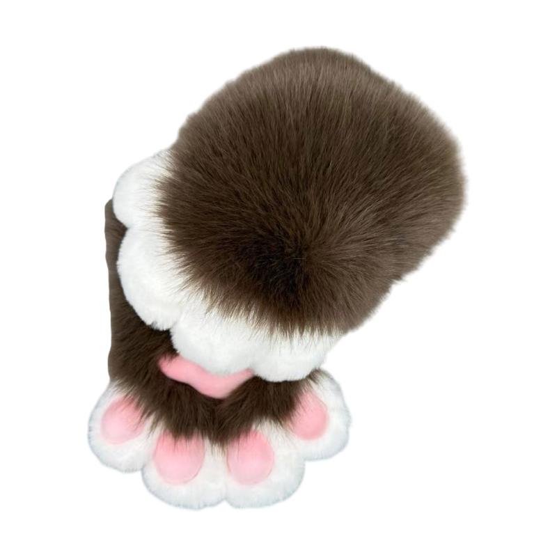 Faux Furs Animal Foxes Paws Mittens Halloween Cosplay Costume Accessories Cats Paws Gloves with Claws Fursuit Gift