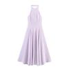 Women's Summer New European and American Style Fashion Plaid Neck Backless Dress