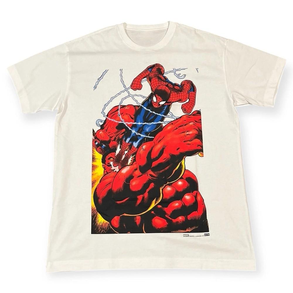 1Kith Marvel Человек-паук Красный Халк Футболка Размеры S-5XL Репринт Унисекс Футболка XXXL 1970₽