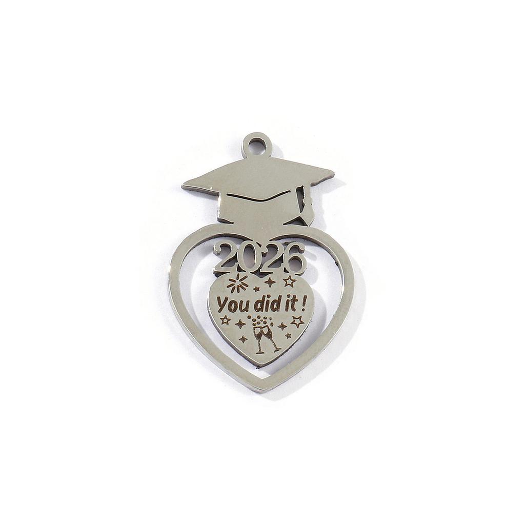 5pcs New 304 Stainless Steel Charms 2026 College Jewelry Charms Multicolor Doctorial Hat Hollow Pendants DIY Necklace Jewelry