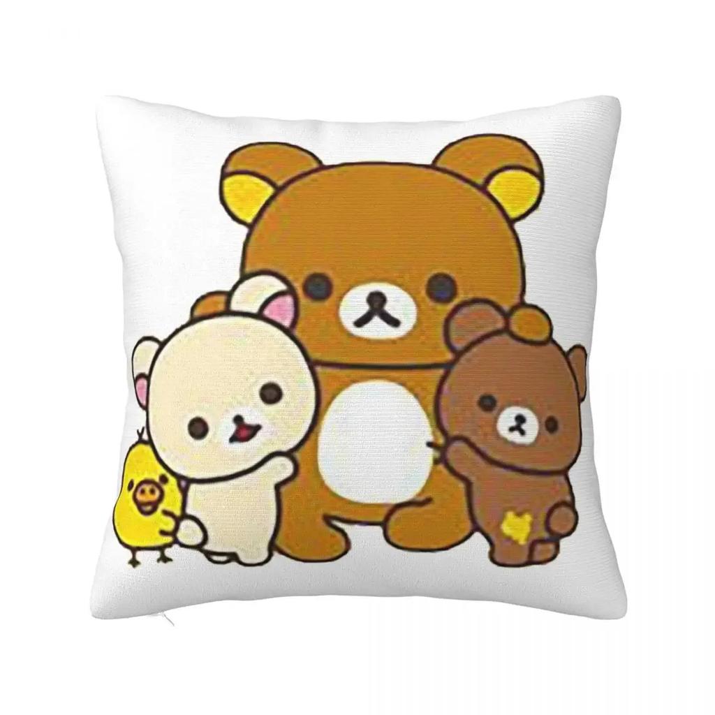 Rilakkuma Strawberries Square Pillow Case Polyester Cushions for Sofa Animal Bear Creative Cushion Covers