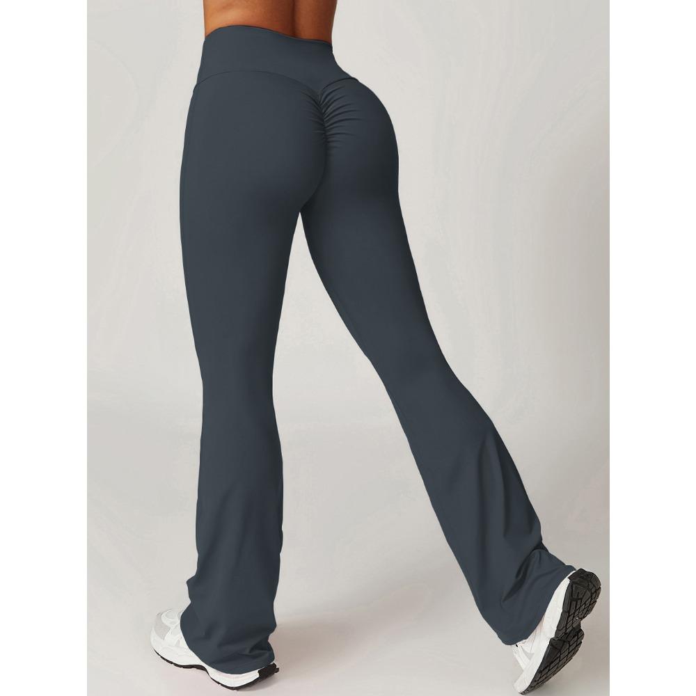 Узкие спортивные леггинсы для йоги с высокой талией, с эффектом пуш-ап для ягодиц, плиссированные. Брюки-клеш для тренировок, бега, фитнеса, йоги. XL темно-серого