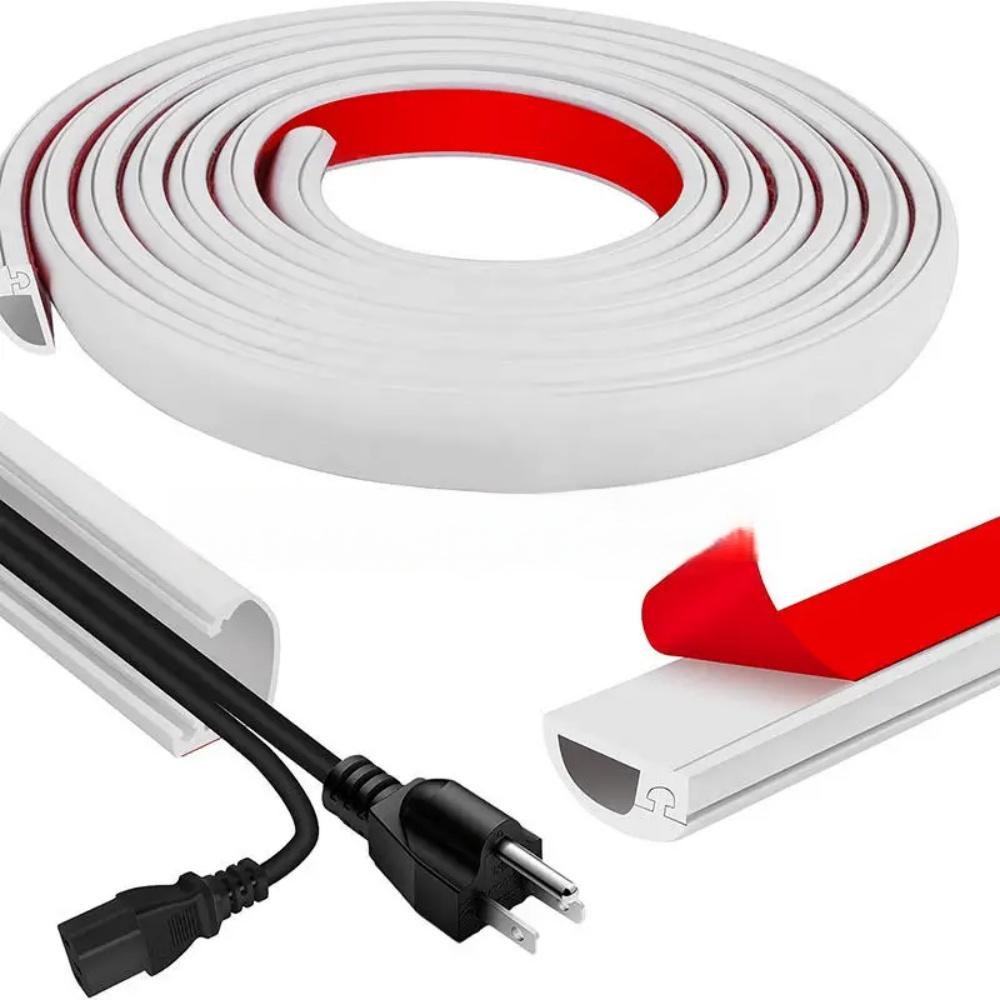 

1pc 2mX1.5cm Anti-extrusion Floor Cord Cover Self-Adhesive Power Extension Wiring Duct Cable Protector Home Wire Organizer 1.5cm&2m білий