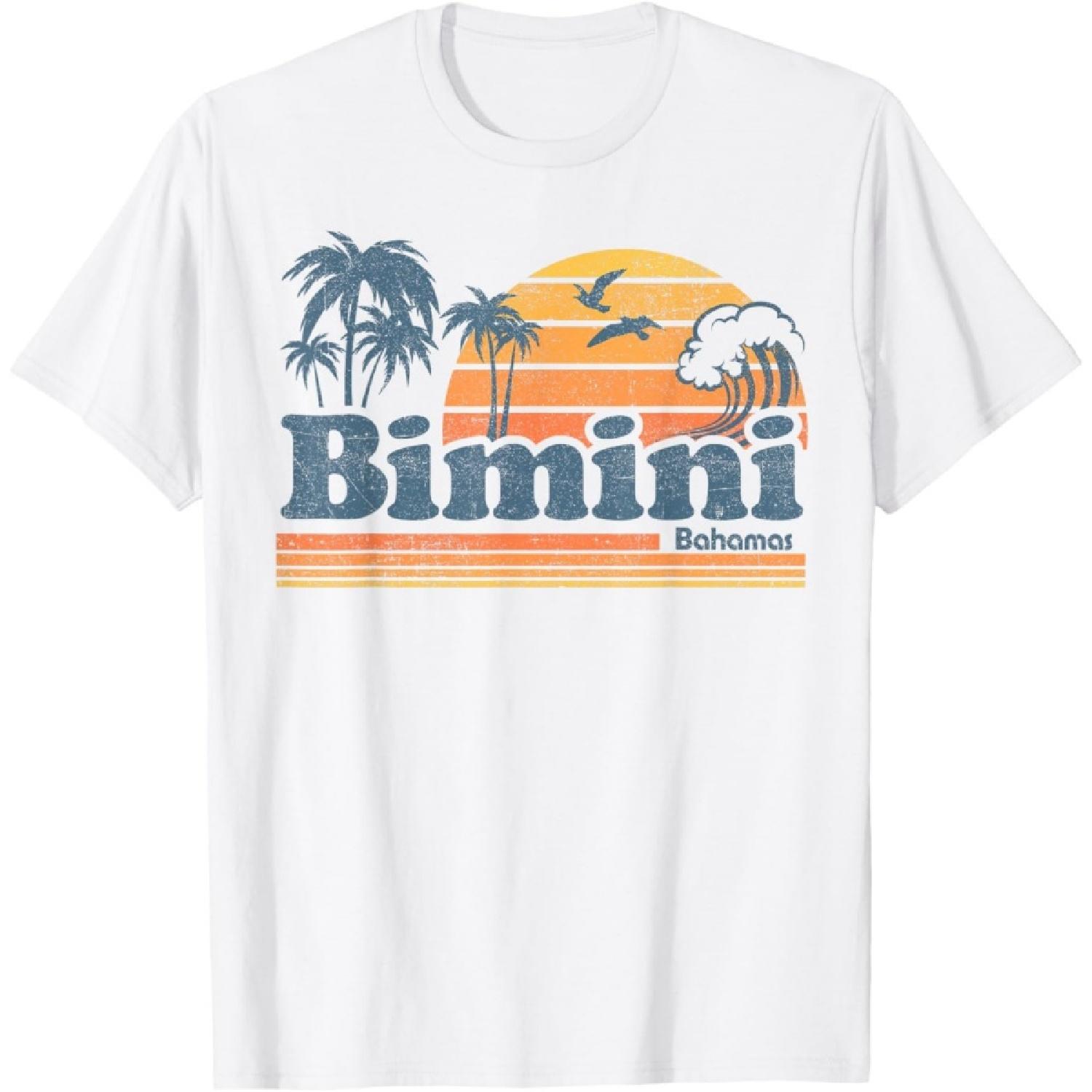 Bimini Bahamas Beach Summer Vacation Sun Vintage 70 s Retro T-Shirt XXXXXL белый