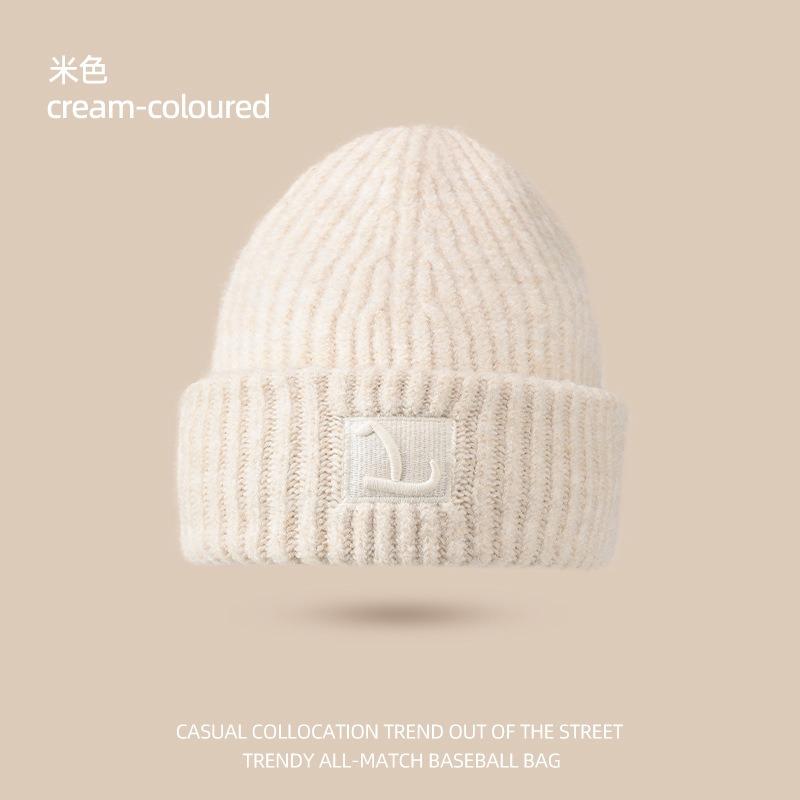 

Wool hat autumn and winter women s big head circumference wool thickened warm ear protection knitted pile cold hat men s winter One Size (54-60cm)