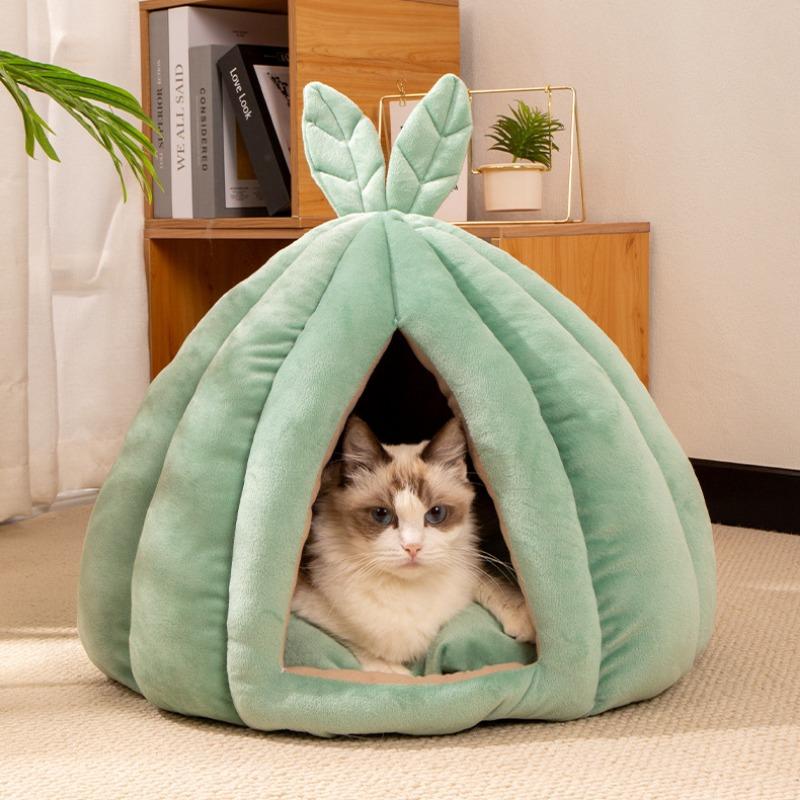 Four Seasons Universal Warm Semi-closed Pumpkin Warm Cat Nest Removable and Washable Plush Pet Nest