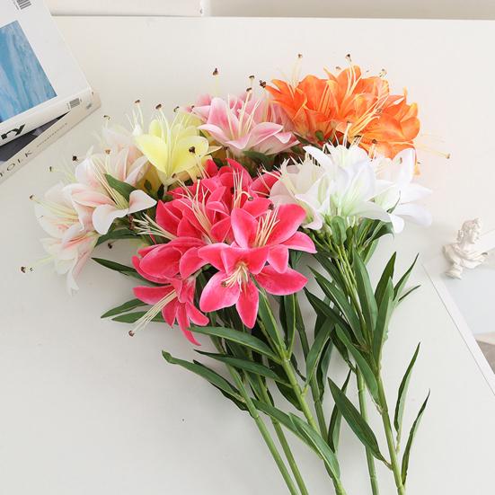 Lily Bouquet Not Fade Non-Withering Easy Care No Watering Aesthetic Decorative Soft Rubber 10 Head Simulation  Small Lilies Wedding Decor