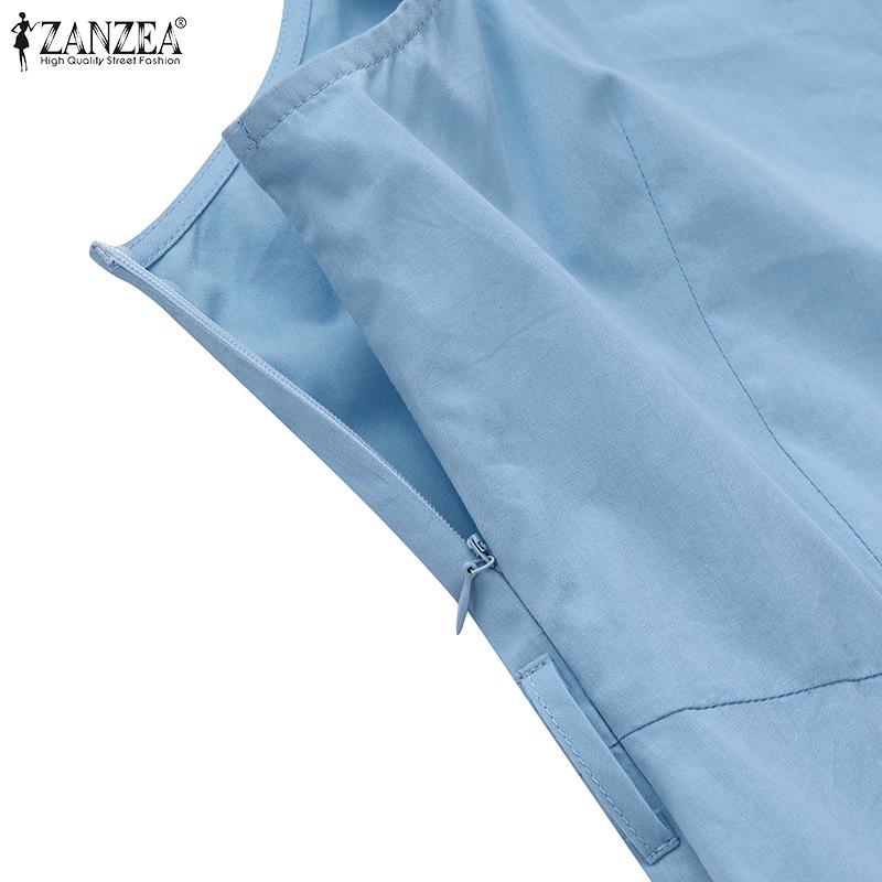 ZANZEA Fashion High Waist Strappy Dress Womens Muslim Fashion Islamic Clothing Sleeveless Long Dress Ramadan Middle East Hijab Dress