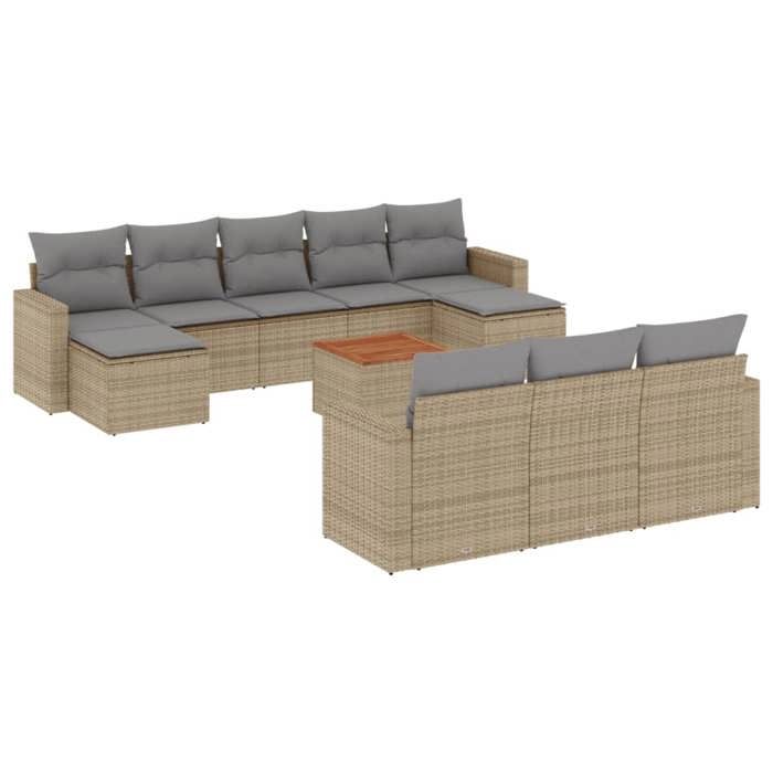 VidaXL Salon de Jardin avec Coussins 11 pcs, Canapés de Terrasse, Ensemble de Meubles de Patio, Mobilier d'Extérieur, 3256675