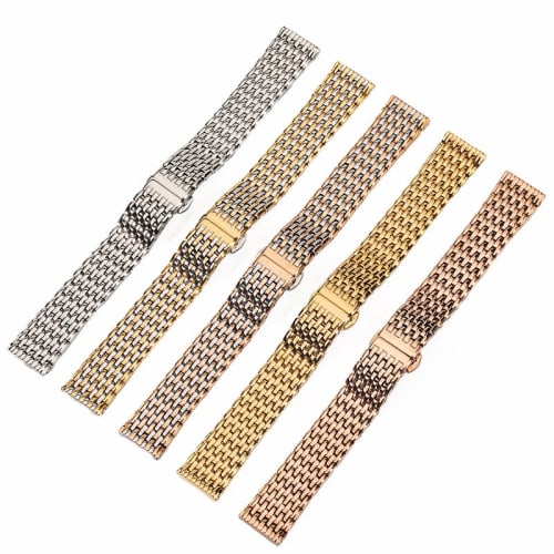 JUSUTEK Popular 9-Piece Watch Band, 18mm/20mm/22mm Stainless Steel 316L Stainless Steel, Fine Steel Watch Chain, Women's Watch, Men's Watch Leather St