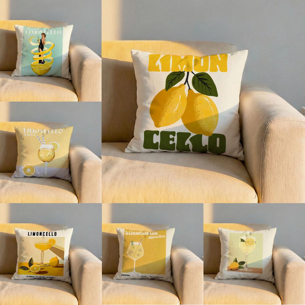 Limoncello Cocktail Cushion Cover Soft Reversible Durable Pillow Cover MultiScene Use for Home Car Daily Comfort