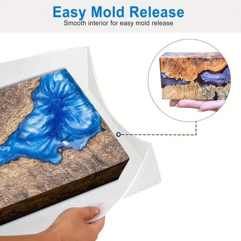 Latest Models Reusable Large Rectangular Silicone Mold Big Epoxy River Table Silicone Mold Tray Resin Art DIY Craft Large Thick