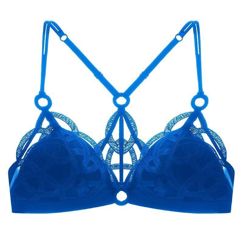 French Underwear Women's Sexy Mesh Embroidery No Steel Rim Beautiful Back Bra Big Bust Small Bust Large Size Bra Bra