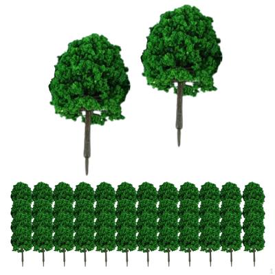 50 Pieces 1/100 Scale Model Trees Railroad Green Scenery Tree Mini Landscape for Fairy Garden