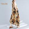 Boho Plus Size Cotton Linen Dress for Women Summer Sleeveless Printed Loose Long Dress Casual Round Neck Maxi Tank Dress