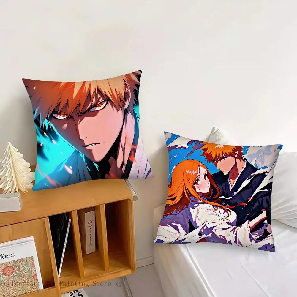 1Pc Kurosaki Ichigo Anime Bleach Pillow Case Square Pillow Bedroom Sofa Leisure Comfort Cushionliving Room Home Decoration 40X40
