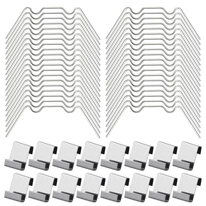 100 pcs Clips vitrage pour serre - 50 pinces W inox 304 + 50 clips Z, noir