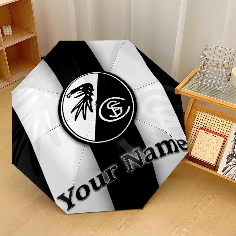 SC Freiburg FC Automatic 3‑Fold Umbrella 8‑Rib Windproof Folding Umbrella Sun Rain Protection For Outdoor Travel Daily Use