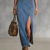 Spring/summer Buttoned Sleeveless Denim Dress, Vintage Fashionable Slimming Dress for Women
