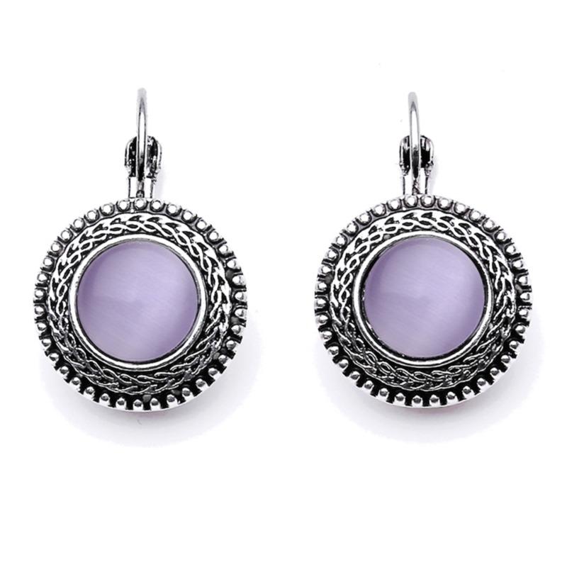

Bohemian Big Drop Earrings For Women Vintage Tibetan Dangle Earring Blue Black Stone Round Earings Garment Accessories 1PC белый