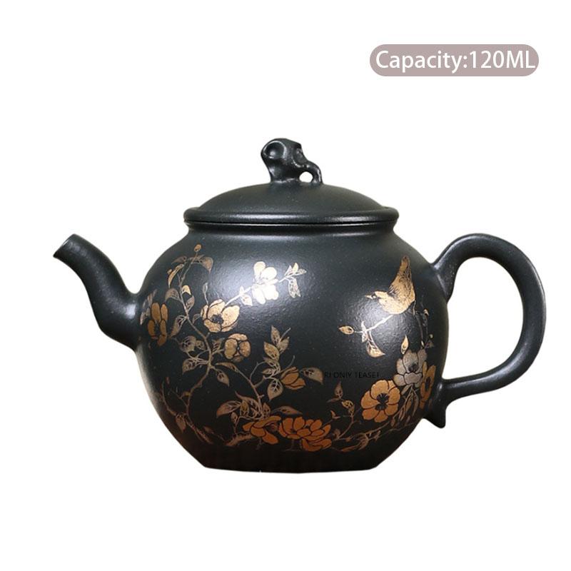 120 мл Китайский фиолетовый глиняный чайник Исин Ручная работа Цветочный узор Цзыша Чайник Красота Ситечко для чая Чайник Домашний чайный набор