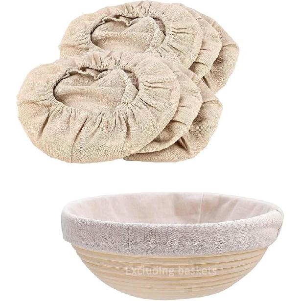6 Packs Round Bread Proofing Basket Cloth Liner Rattan Baking Dough Basket Cover Natural Rattan Banneton Proofing Cloth(10 Inch)