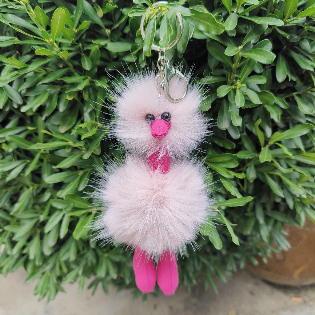 Puppe Strauß Anhänger Plüsch Schlüsselanhänger Niedlicher Bunter Fellball Rucksack Schlüsselanhänger Kreative Frauen 2025 Weihnachten Neujahrsgeschenke 1 Stück