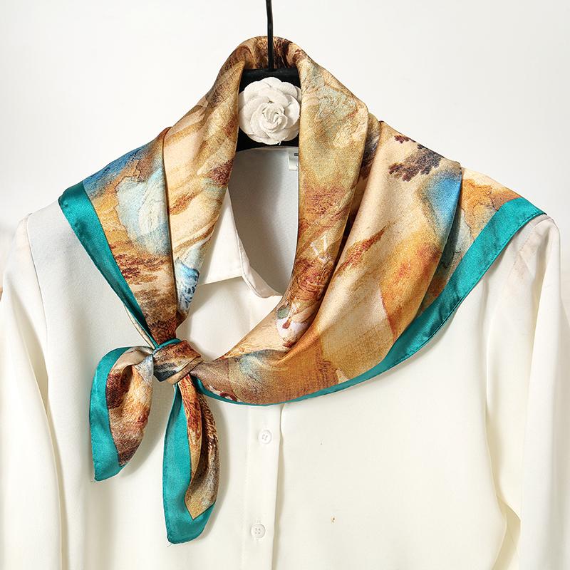 New Satin Shawl Design Wild leopard Print Silk Square Women neck scarves Wrap Headkerchief Beach Hair Band women's bandana