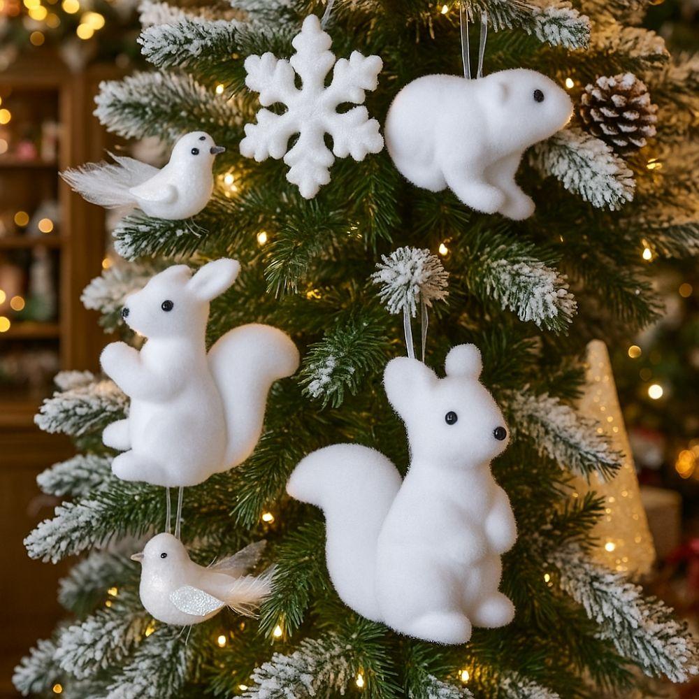 Pendentif Arbre de Noël Blanc Ours Polaire Flocon de Neige Pendentif à Suspendre Décoration de Maison