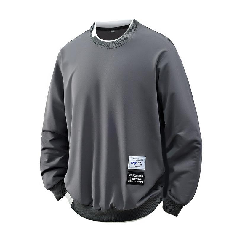 Herre hettegenser avslappet allsidig kjekk genser rund hals ensfarget langermet t-skjorte