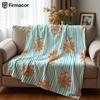 Orange Daisy Stripe Lightweight Microfiber Soft Christmas Fleece Blanket Warm Cozy Throw for Bed Sofa Office Travel All Season