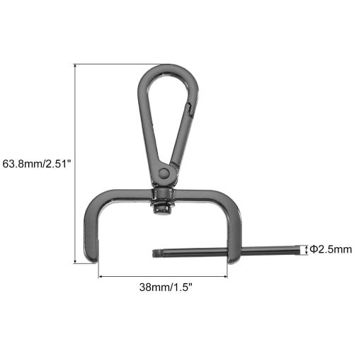 uxcell 38mm Screw-On D-Ring Square Keychain Key Ring Lever Rotating Snap Hook Removal Craft Hook with Screwdriver, 4 Pieces Black