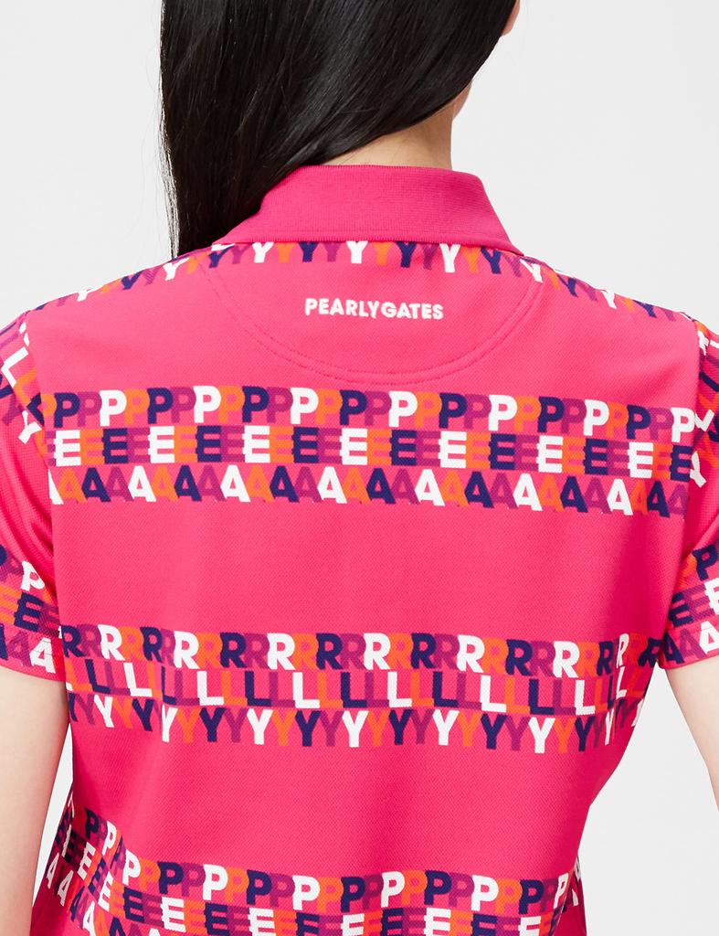 PEARLY GATES Damen Kurzarm-Poloshirt mit 3-fach eingelegtem Muster, Flex Fusion Logo Bordürenmuster, Stretch / 055-2260806 090_Rosa Basis, Größe 0 [S]