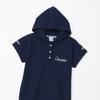 Champion Short Sleeve Hooded Polo Shirt UV Logo Embroidery Women's (CW-BG307), Navy, Heat-Shielding, Protection, Quick-Drying, One-Point