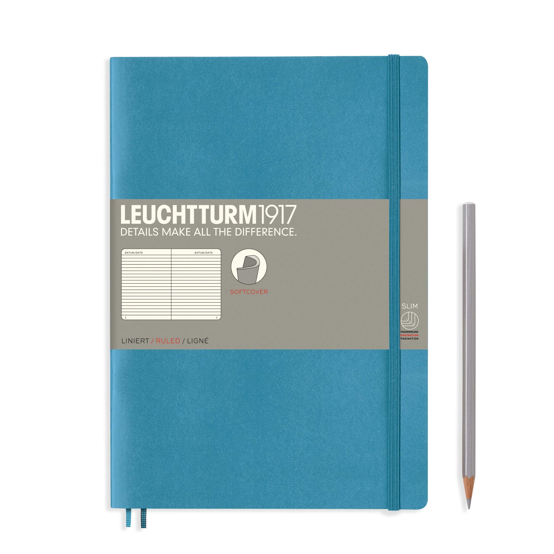 

Leuchtturm Horizontal Soft Nordic Officially Imported Notebook, B5, Ruled, Cover, Blue, 355301,